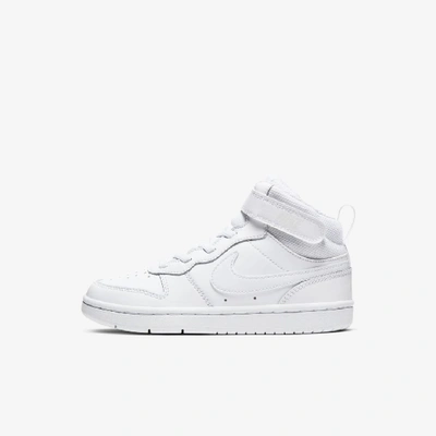 Shop Nike Court Borough Mid 2 Little Kids' Shoes In White,white,white