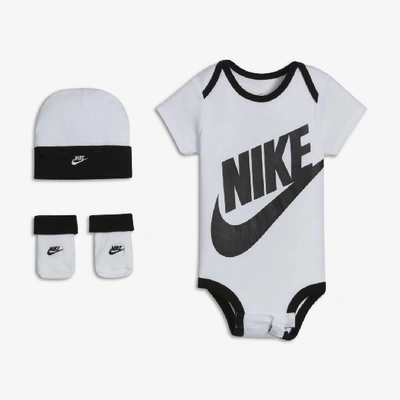 Shop Nike Baby (6-12m) Bodysuit, Hat And Booties Box Set In White