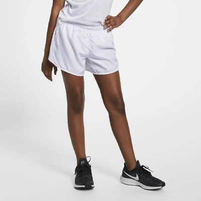 Shop Nike Tempo Big Kids' (girls') Dri-fit Running Shorts In White