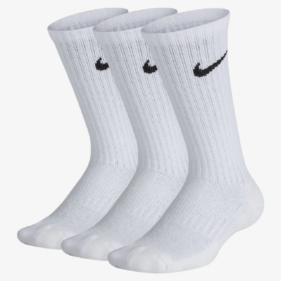 Shop Nike Everyday Kids' Cushioned Crew Socks (3 Pairs) In White