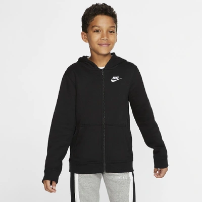 Shop Nike Sportswear Club Big Kids' Full-zip Hoodie In Black,black,white