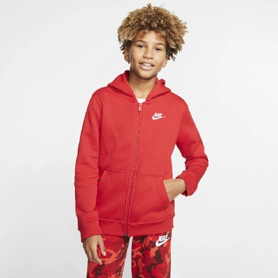 Shop Nike Sportswear Club Big Kids' Full-zip Hoodie In Red