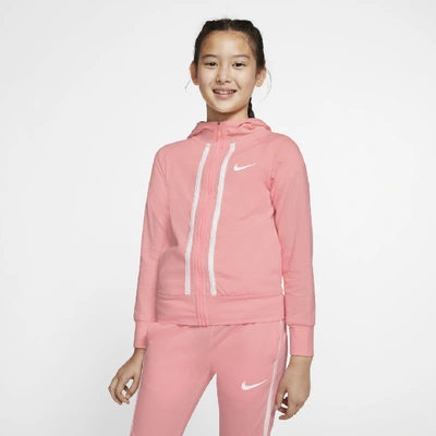 Shop Nike Sportswear Big Kids' (girls') Full-zip Hoodie In Bleached Coral