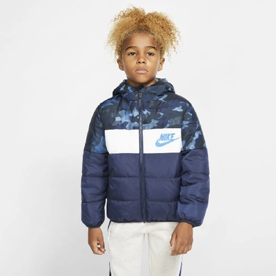 Shop Nike Sportswear Little Kids' Full-zip Puffer Jacket In Midnight Navy