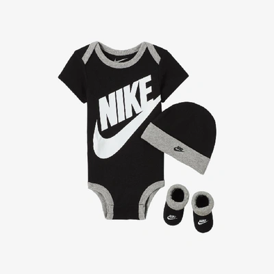 Shop Nike Baby (6-12m) Bodysuit, Hat And Booties Box Set In Black