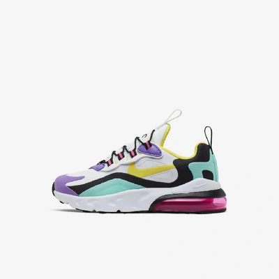 Shop Nike Air Max 270 Rt Little Kids' Shoe In White/black/bright Violet/dynamic Yellow