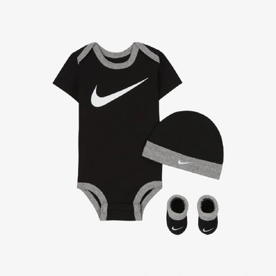 Shop Nike Baby (0-6m) Bodysuit, Hat And Booties Box Set In Black