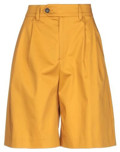 Shop Mauro Grifoni Grifoni Woman Shorts & Bermuda Shorts Ocher Size 2 Cotton, Elastane In Yellow