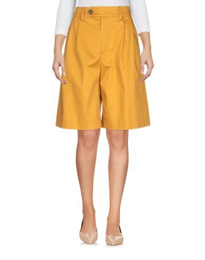 Shop Mauro Grifoni Grifoni Woman Shorts & Bermuda Shorts Ocher Size 2 Cotton, Elastane In Yellow