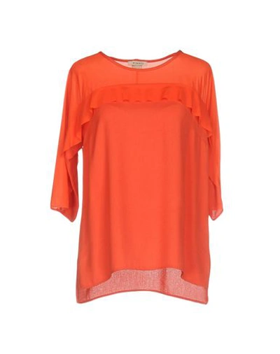 Shop Pinko Woman Top Coral Size 6 Viscose, Polyamide, Elastane