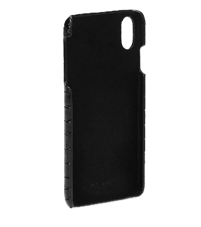 Shop Saint Laurent Leather Iphone Xs Max Case In Black