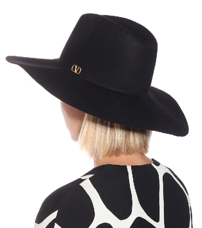 Shop Valentino Garavani Vlogo Felt Hat In Black