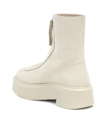 The Row Textured-nubuck Platform Ankle Boots In Beige