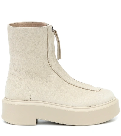 Shop The Row Zipped 1 Leather Ankle Boots In Beige
