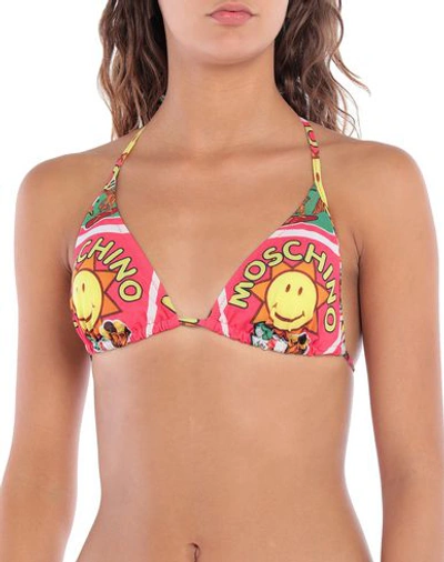 Shop Moschino Bikini Tops In Garnet