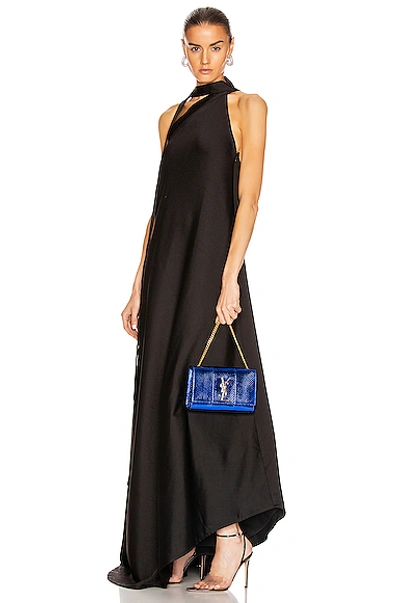 Shop Saint Laurent Small Kate Bag In Shiny Blue