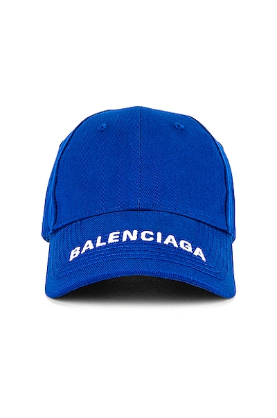 Shop Balenciaga Logo Visor Cap S In Sapphire & White