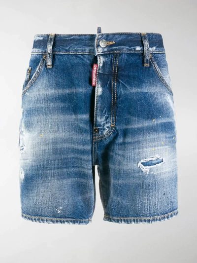 Shop Dsquared2 Distressed Effect Denim Shorts In Blue