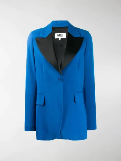 Shop Mm6 Maison Margiela Contrast Lapel Blazer In Blue