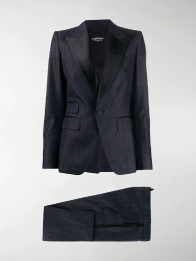 Shop Dsquared2 Contrast Collar Tailored Suit In Blue