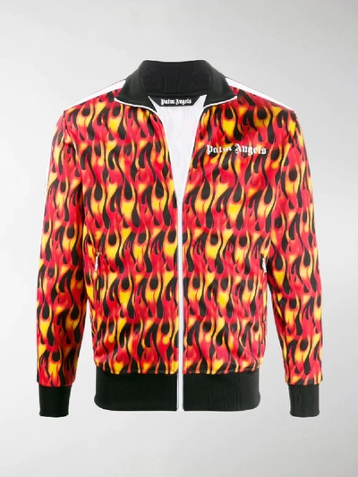 Shop Palm Angels Flame Print Track Jacket In Black