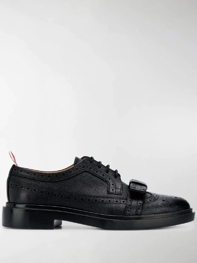 Shop Thom Browne Brogued Bow Longwing In Black