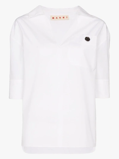 Shop Marni Button Detail Cotton Shirt In White