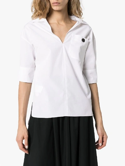 Shop Marni Button Detail Cotton Shirt In White