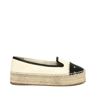 Shop Alexander Mcqueen Studded Espadrille Slip On In Ivory/black