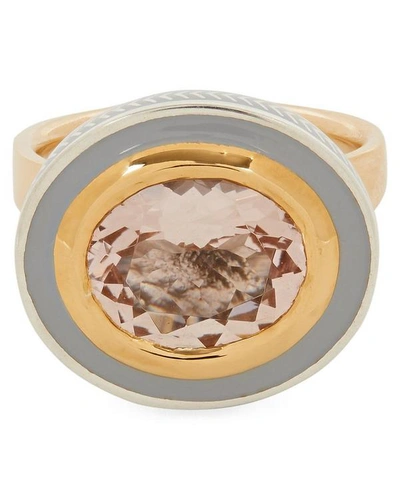 Shop Alice Cicolini Gold Silver Tile Oval Morganite Ring