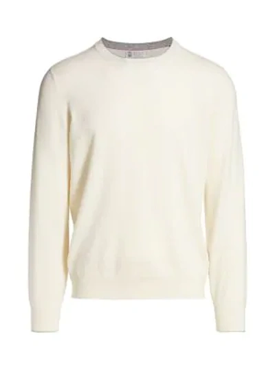 Shop Brunello Cucinelli Cashmere Crewneck Sweater In Ivory