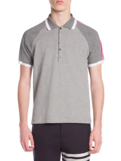 Shop Thom Browne Men's Raglan Polo Shirt In Light Grey