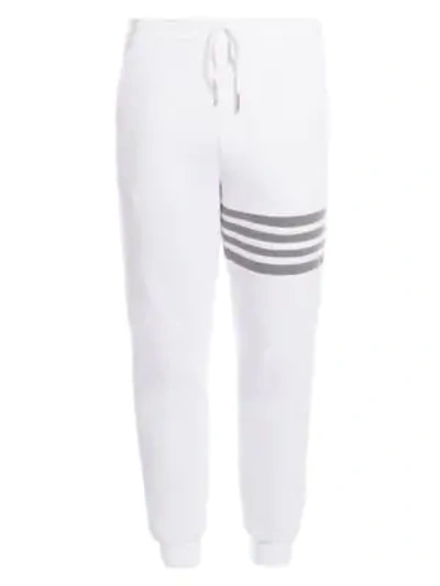 Shop Thom Browne Stripe Waffle-knit Joggers In White