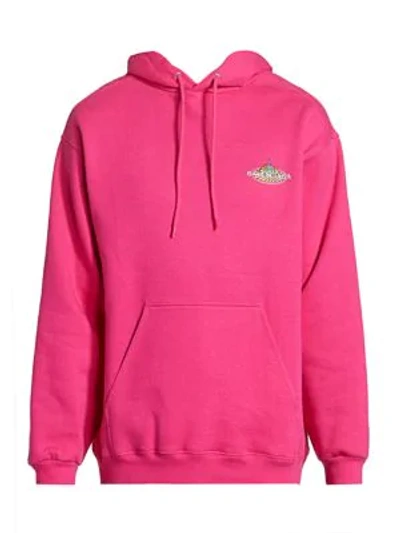 Shop Balenciaga Embroidered Logo Hoodie In Pink