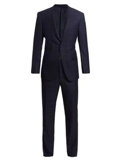Shop Saks Fifth Avenue Collection By Samuelsohn Wool Windowpane Suit In Navy