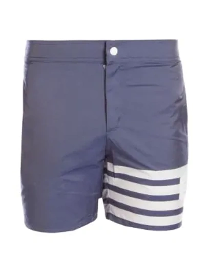 Shop Thom Browne Snap-front Swim Shorts In Navy