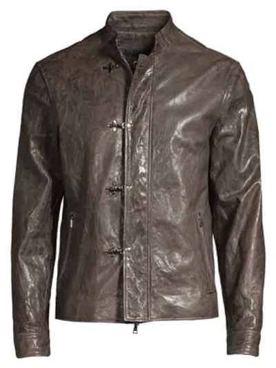 Shop John Varvatos Toggle Closure Leather Moto Jacket In Grey Heather