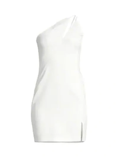 Shop Bcbgmaxazria Women's One Shoulder Mini Sheath Dress In Off White
