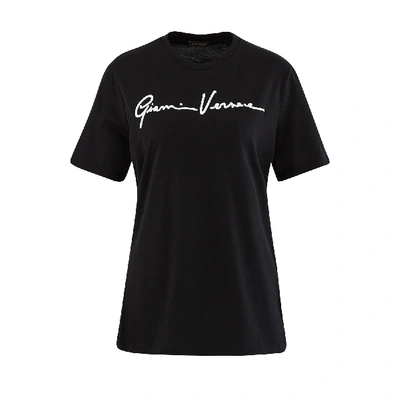 Shop Versace Signature T-shirt In Nero/bianco