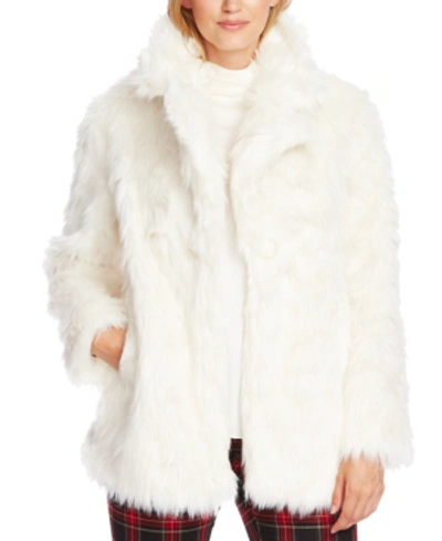 Shop Vince Camuto Shaggy Faux-fur Coat In Pearl Ivory