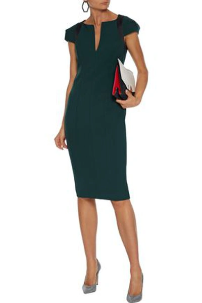 Shop Amanda Wakeley Satin-trimmed Cady Dress In Forest Green
