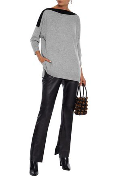 Shop Amanda Wakeley Two-tone Cashmere And Wool-blend Sweater In Gray