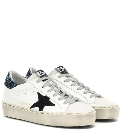 Shop Golden Goose Hi Star Leather Sneakers In White