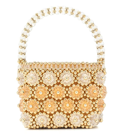 Shop Shrimps Shelly Beaded Tote In Yellow