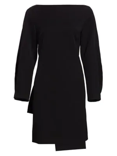 Shop Nina Ricci Boatneck Bow-back Wool Dress In Black