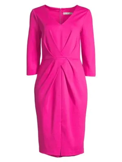 Shop Trina Turk V-neck Center-fold Pleated Sheath Dress In Trina Pink