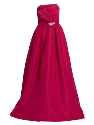 Shop Alexia Maria Women's Odette Strapless Silk A-line Gown In Raspberry