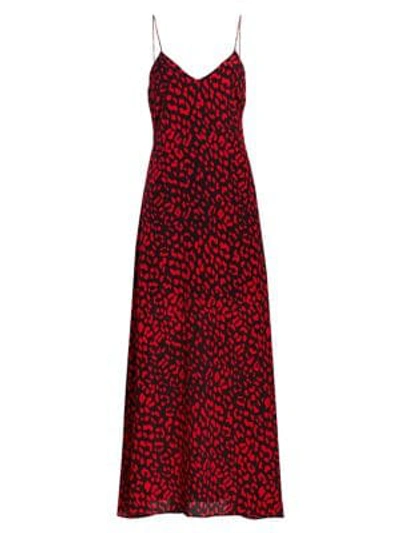 Shop Alice And Olivia Candice Printed Silk Slip Dress In Leopard Paprika