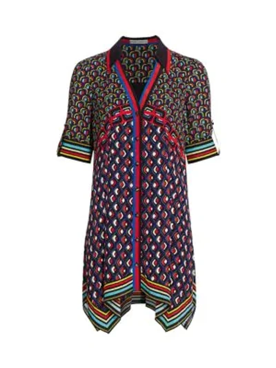 Shop Alice And Olivia Conner Handkercheif Hem Mini Dress In Deco Multi