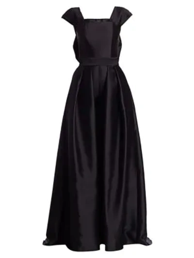 Shop Alexia Maria Georgine Silk Wool Jumpsuit With Convertible Skirt In Black